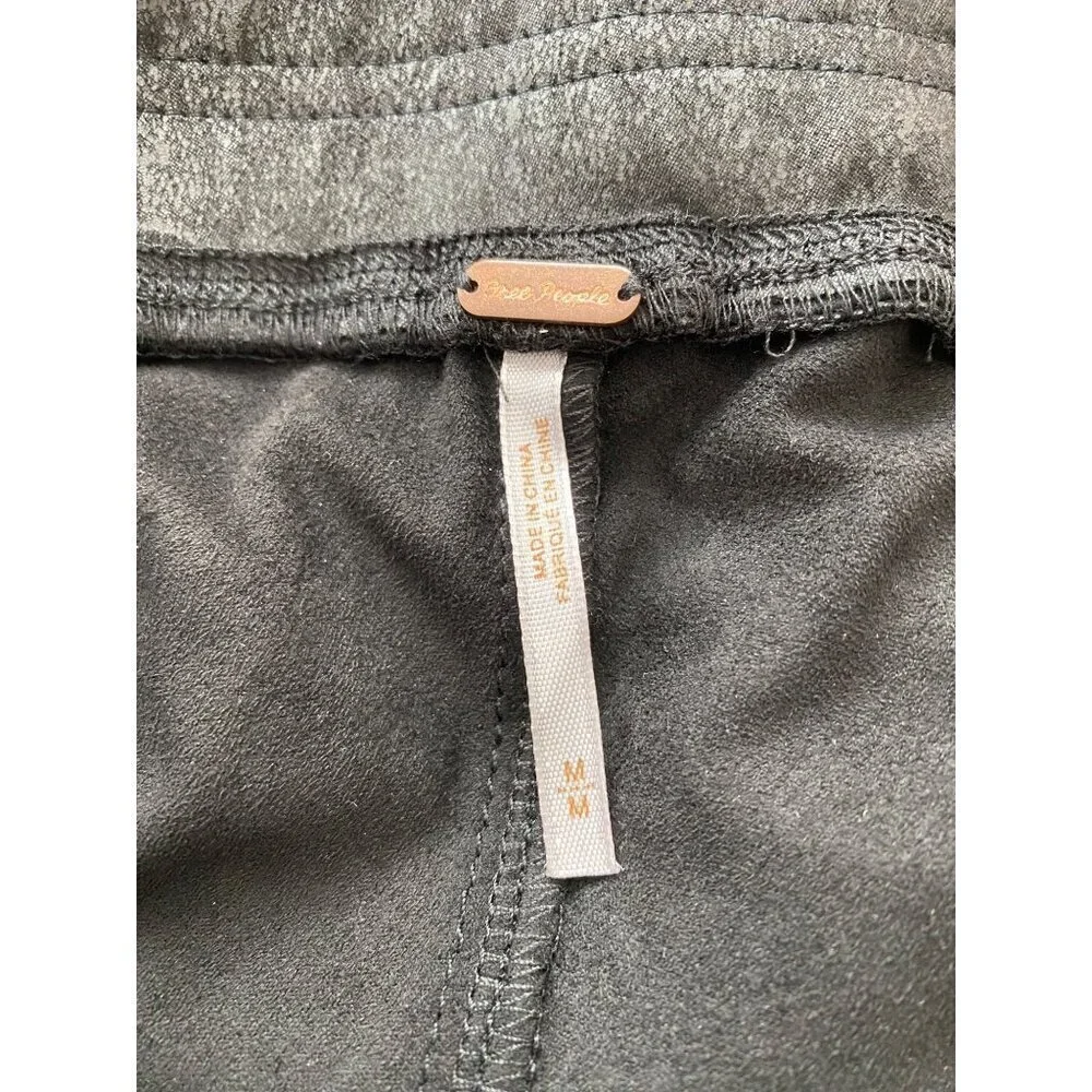 Free People Size Medium Midnight Vegan Suede Skinny Black High Rise Leggings